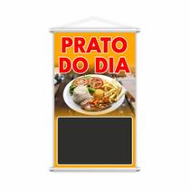 Banner Prato Do Dia Restaurante Preço Fundo Preto 60X40Cm