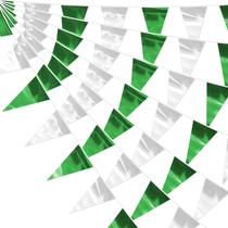 Banner quweia Green Silver Glitter Triangle 10m 40 Bandeiras