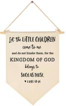 Banner Social Lucas 18:16 Versículo Bíblico em tela de algodão 40x28cm