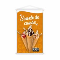 Banner Sorvete de Cascão Sorveteria Preço Lona 80x50cm Banner Sorvete de Cascão Sorveteria Preço Lona 80x50cm