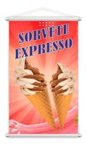 Banner Sorvete Expresso Soft Casquinha Sorveteria 80x50cm