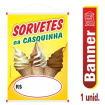 Banner Sorvetes na Casquinha - Sorveteria - 2 Tamanhos 40cm x 60cm e 60cm x 90cm