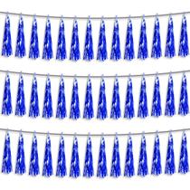 Banner Tassel Streamers com franja de alumínio azul para decoração de festa
