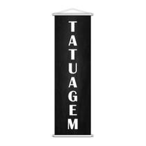 Banner Tattoo Tatuagem Tatuador Serviço Preto 100X30Cm Banner Tattoo Tatuagem Tatuador Serviço Preto 100X30Cm