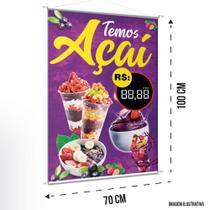 Banner Temos Açaí, Tigela, Copo, Cupuaçu Em Alta Qualidade