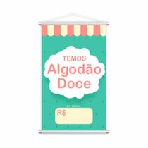 Banner Temos Algodão Doce Colorido Preço Lona 60x40cm
