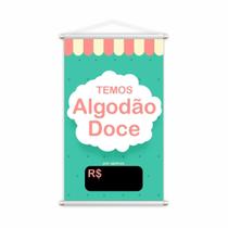 Banner Temos Algodão Doce Preço Colorido Lona 80X50Cm