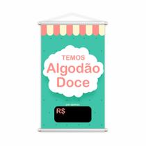 Banner Temos Algodão Doce Preço Colorido Lona 80x50cm
