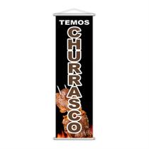 Banner Temos Churrasco Carne Serviço Lona 100x30cm