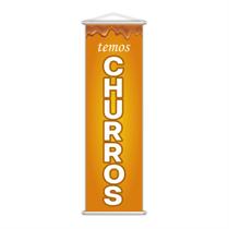 Banner Temos Churros Doce Lanche Comida Lona 100x30cm Banner Temos Churros Doce Lanche Comida Lona 100x30cm