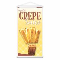 Banner Temos Crepe Suíço Fundo Amarelo Comida Lona 60x40cm Banner Temos Crepe Suíço Fundo Amarelo Comida Lona 60x40cm