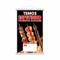 Banner Temos Espetinho Sabores Preço Fundo Branco 60X40Cm