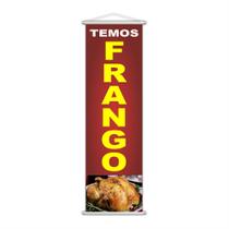 Banner Temos Frango Comida Serviço Lona Vermelho 100X30Cm