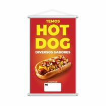 Banner Temos Hot Dog Diversos Sabores Lanche Preço 80X50Cm