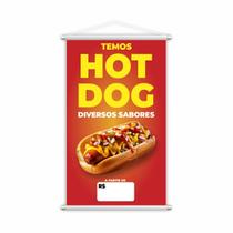 Banner Temos Hot Dog Diversos Sabores Lanche Preço 80x50cm Banner Temos Hot Dog Diversos Sabores Lanche Preço 80x50cm