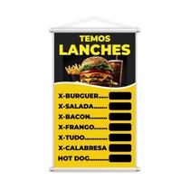 Banner Temos Lanches Hamburguer Xis Comida Preço 80X50Cm Banner Temos Lanches Hamburguer Xis Comida Preço 80X50Cm