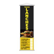 Banner Temos Lanches Xis Hamburguer Comida Preço 100x30cm Banner Temos Lanches Xis Hamburguer Comida Preço 100x30cm