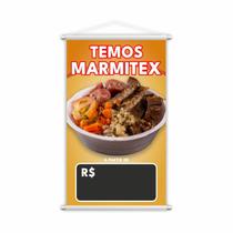 Banner Temos Marmitex Preço Fundo Preto Comida Lona 80X50Cm