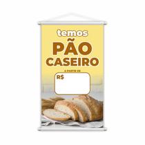 Banner Temos Pão Caseiro Padaria Preço Fundo Branco 80X50Cm
