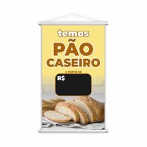 Banner Temos Pão Caseiro Padaria Preço Fundo Preto 60X40Cm