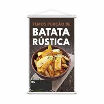 Banner Temos Porções Batata Rustica Lanches Lona 80x50cm Banner Temos Porções Batata Rustica Lanches Lona 80x50cm