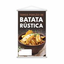 Banner Temos Porções de Batata Rustica Lanches Lona 80x50cm Banner Temos Porções de Batata Rustica Lanches Lona 80x50cm