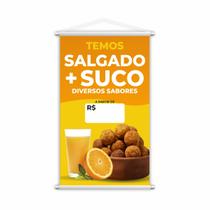 Banner Temos Salgado e Suco Diversos Sabores Preço 80x50cm Banner Temos Salgado e Suco Diversos Sabores Preço 80x50cm