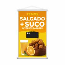 Banner Temos Salgado e Suco Preço Diversos Sabores 60x40cm