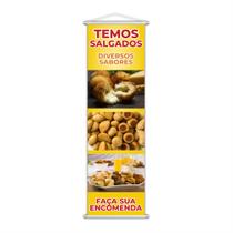 Banner Temos Salgados Diversos Sabores Encomenda 100x30cm Banner Temos Salgados Diversos Sabores Encomenda 100x30cm