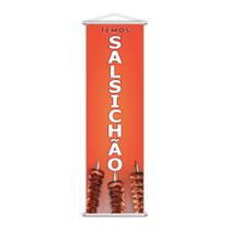 Banner Temos Salsichão Carne Comida Espeto 100x30cm Banner Temos Salsichão Carne Comida Espeto 100x30cm