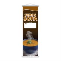 Banner Temos Sopa Restaurante Preço Branco Lona 100X30Cm