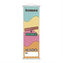 Banner Temos Sorvete E Picolé Gelado Doce Lona 100X30Cm Banner Temos Sorvete E Picolé Gelado Doce Lona 100X30Cm