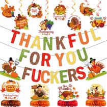 Banner Thankful for You Decorações de festa de Ação de Graças Banner Thankful for You Decorações de festa de Ação de Graças