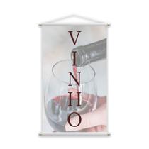 Banner Vinho Tinto Bebida Uva Taça de Vidro Lona 80x50cm