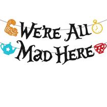 Banner We're All Mad Here: decoração de festa de primeiro aniversário Banner We're All Mad Here: decoração de festa de primeiro aniversário