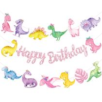 Banners de festa de aniversário iPartyFun Dinosaur Girls, 3 unidades Banners de festa de aniversário iPartyFun Dinosaur Girls, 3 unidades