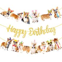 Banners de festa de aniversário umoni Corgi para chá de bebê Pet Puppy