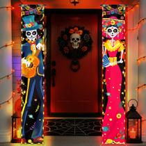 Banners de portas iluminadas do Dia dos Mortos Jremreo 180x30 cm Banners de portas iluminadas do Dia dos Mortos Jremreo 180x30 cm