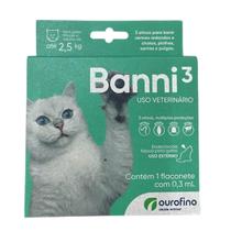 Banni 3 0,3ml antipulgas para gatos vermes sarna ate 2,5kg - OURO FINO