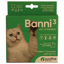Banni 3 Gatos até 2,5kg 0,30ml Vermes Pulgas Sarna Piolho - Ourofino Pet