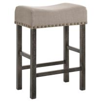 Banqueta Acme Martha II Tan Linen Wood, conjunto de 2
