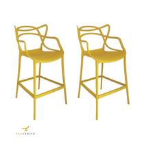 Banqueta Allegra Top Chairs Amarela - kit com 2