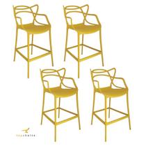 Banqueta Allegra Top Chairs Amarela - kit com 4