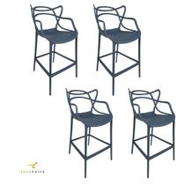 Banqueta Allegra Top Chairs Azul Petróleo - kit com 4