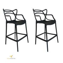 Banqueta Allegra Top Chairs Preta Area Gourmet Churrasco kit com 2