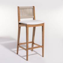 Banqueta Alta 41cm x 47cm x 105cm Linha Tune Branco/Verniz Mel/Corda Areia/Tecido Acquablock Cru Banqueta Alta 41cm x 47cm x 105cm Linha Tune Branco/Verniz Mel/Corda Areia/Tecido Acquablock Cru