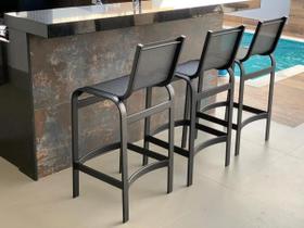 Banqueta Alta Alumínio E Tela Sling De Bancada Cozinha Bar