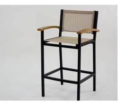 Banqueta Alta Aluminio Tela Sling Bar Cozinha Área De Lazer