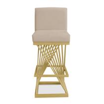 Banqueta Alta Área Gourmet Cozinha Restaurante Bar Base de Metal Dourado Suede Bege Eli Móveis Banqueta Alta Área Gourmet Cozinha Restaurante Bar Base de Metal Dourado Suede Bege Eli Móveis