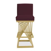 Banqueta Alta Área Gourmet Cozinha Restaurante Bar Base de Metal Dourado Suede Bordo Eli Móveis Banqueta Alta Área Gourmet Cozinha Restaurante Bar Base de Metal Dourado Suede Bordo Eli Móveis
